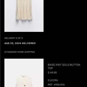 Zara Ecru Knit Gold Button Top